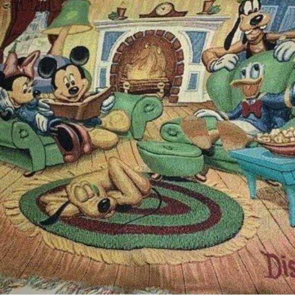 Disney Mickey Mouse Minnie Goofy Donald Duck Tapestry Throw Blanket Disneyland - Picture 3 of 6